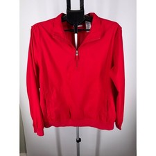 LizGolf Liz Claiborne Red Quarter Zip Windbreaker Jacket Mesh Lined Womens XL