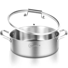 LOLYKITCH 8Qt Tri-Ply Stainless Steel Sauté Pan, 13" Deep Fry, Induction Safe
