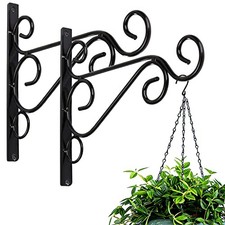 Pack of 2 Black Iron Outdoor Hanging Brackets Wall Hooks for Bird Feeder