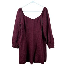 American Eagle Mini Dress Checkered Long Sleeve Red Black Long Sleeve Large NWT