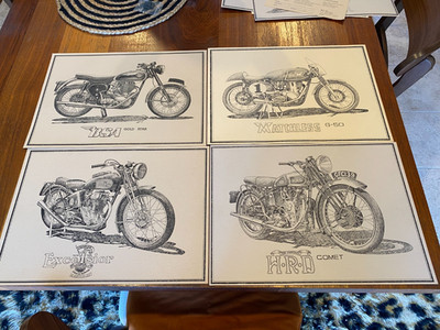 VINTAGE MOTORCYCLE PRINTS VINCENT TRIUMPH NORTON VELLOCETE BSA MATCHLESS ARIEL