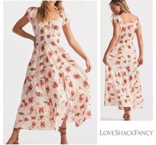 New! LoveShackFancy Magdaline Pin-tucked Shirred Floral Cotton Voile Midi Dress