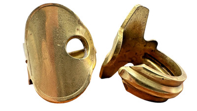 LOT 2 HANDMADE REPURPOSED BRASS KEY BENT SHAPED RINGS UNIQUE ARTISAN STEAMPUNK