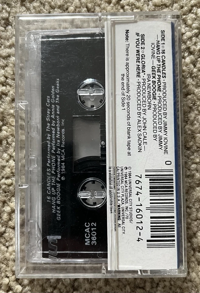 SIXTEEN CANDLES - OST Soundtrack CASSETTE Tape 1984 MCAC36012 * EXCELLENT - Image 2 of 4