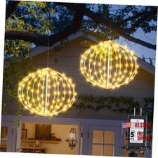 Outdoor Ball String Lights - Hanging Tree Garden Lights - 2 Pack - 12 Inch