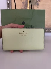 NWT KATE SPADE Leather Madison Large Slim Bifold Wallet In Matcha Lat