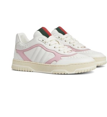 GUCCI Women's Re-Web Low Top  Leather Sneakers White / Pink  $1150