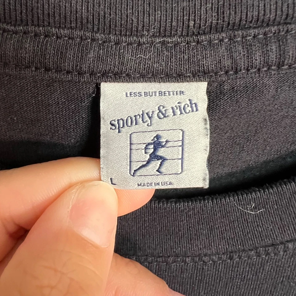 Sporty & Rich Sportswear длинным рукавом черный Crewneck футболка размер большой - Изображение 3 из 4