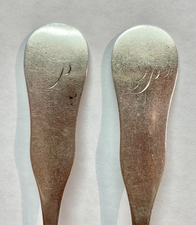 Par de cucharaditas de plata Newell Harding (1796-1862), Boston, MA, 1850-60 Foto 2 de 4