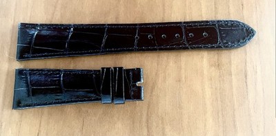 Genuine Patek Philippe Shiny Black Stitched Watch Strap 21.1X16.1 mm  125 X 65mm