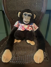 Vtg 1994 Hosung chimp monkey stuffed plush hand puppet Squeaker Long Arms