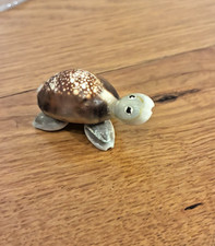 Vintage minature turtle figurine handcrafted from shells