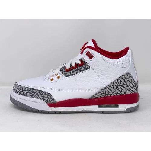 Air Jordan 3 Fire Red Cardinal White Cement Sneakers, Size 6.5Y / 8W 398614-126