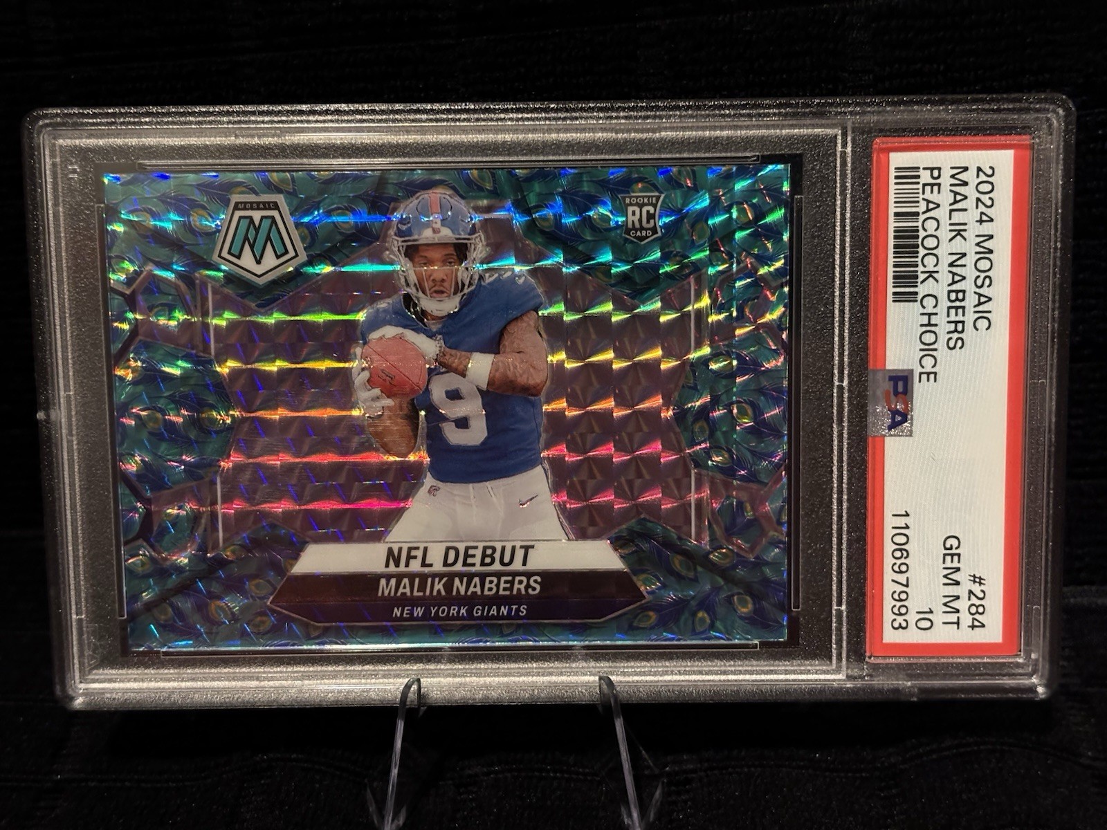 2024 Mosaic Malik Nabers Peacock Choice #284 Rookie RC PSA 10 GEM MT * Case Hit