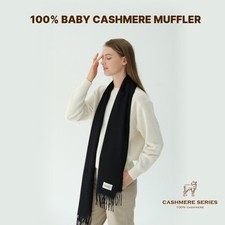 100 Baby Cashmere Black Scarf  Soft Warm Men Women Winter Muffler