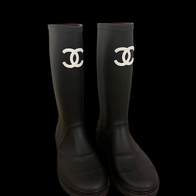 Black Chanel CC Rain Boots | Black | - Women
