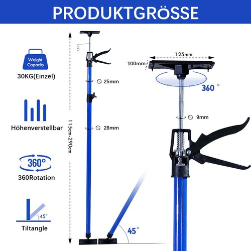 2Stk. Deckenstütze Montagestütze Einhandstütze 115-290cm Belastbar Bis 40kg . - Bild 11 von 21