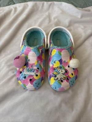 Disney Crocs Fluffy Festival Pom Pom Blue Fleece Lined Toy Story m5/w7 no box