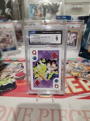 Vintage 1999 Ash & Pikachu  Pokemon Playing Card Queen of Diamonds CGC 9 Mint