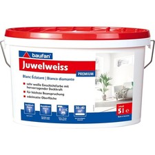 baufan Juwelweiss 5L Premium weiße Wandfarbe Matt Innenfarbe hochdeckend