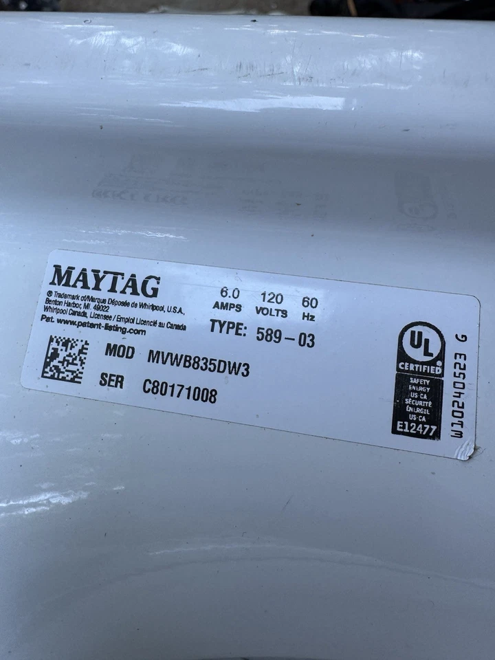 Panel tapa superior MAYTAG WASHER MVWB835DW3/W10319871A blanco W10240523 y.... Foto 3 de 4