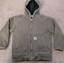 Carhartt Flannel Quilt-Lined Active Jac Storm Cuffs Youth M 10-12 Olive Green