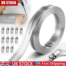 Hose Clamp Kit DIY 300cm Metal Strap 12 Stronger Fasteners Adjustable for Pipe