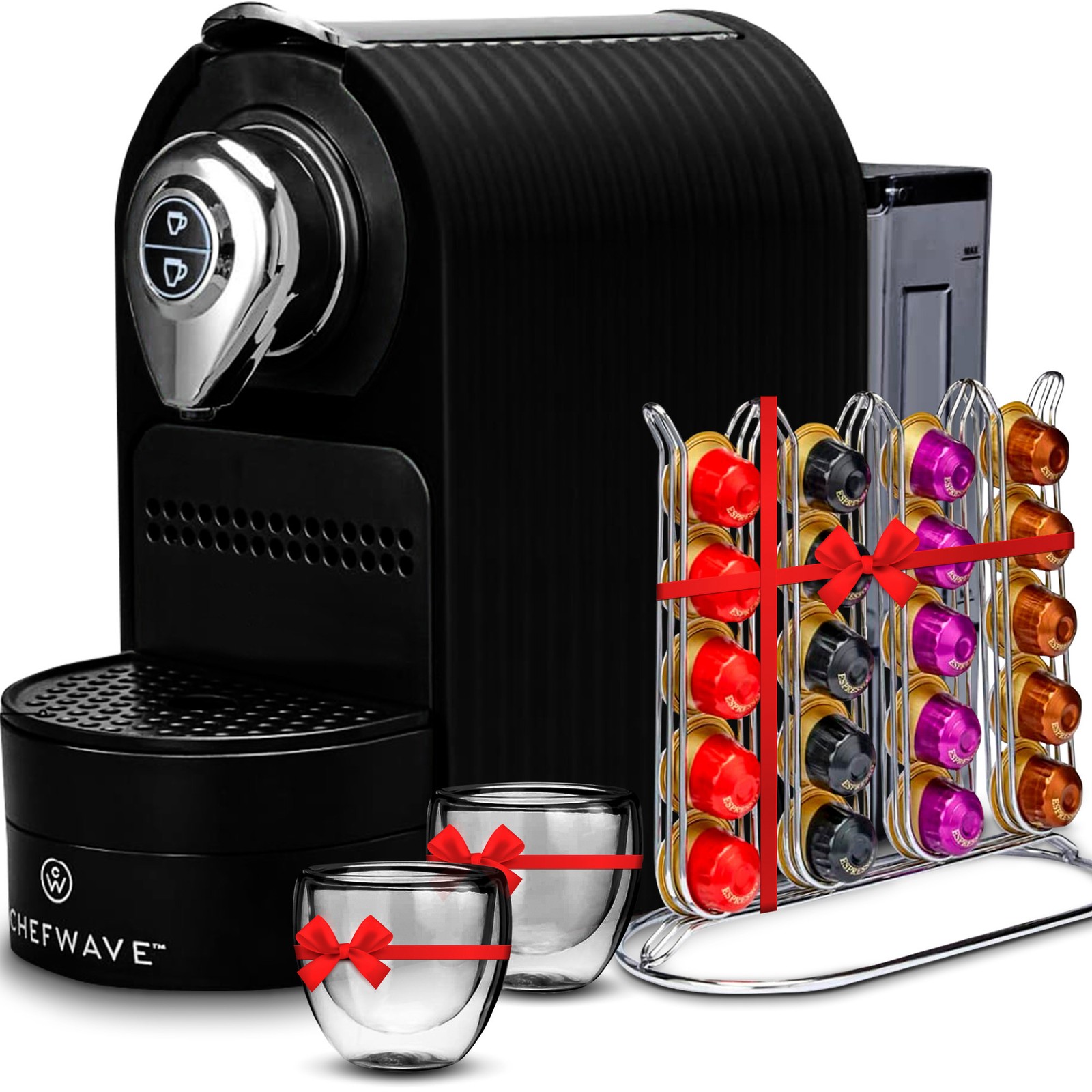 ChefWave Espresso Machine for Nespresso Compatible Capsule Holder Cups Black