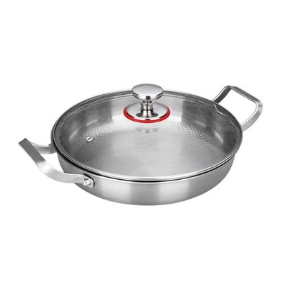 3 Ply Titanium Clad Stainless Steel Frying Pan Non Toxic Non Stick Hammered