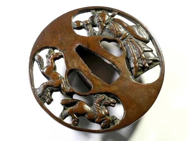 Antique Horse from Gourd Tsuba Copper Japanese Samurai Katana Sword Guard Japan - Image 3 of 4