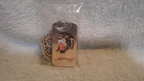 ED HARDY Tiger Head Dog Tag Necklace Made in Stai… - image 1