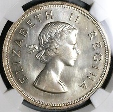 1956 NGC PL 63 South Africa 5 Shillings Elizabeth II 2K Silver Coin (25042801C)