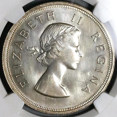 1956 NGC PL 63 South Africa 5 Shillings Elizabeth II 2K Silver Coin (25042801C)