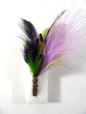 Handmade FEATHER BOUTONNIERE Silver Pinback Men Women Wedding Coat Lapel Suit 3