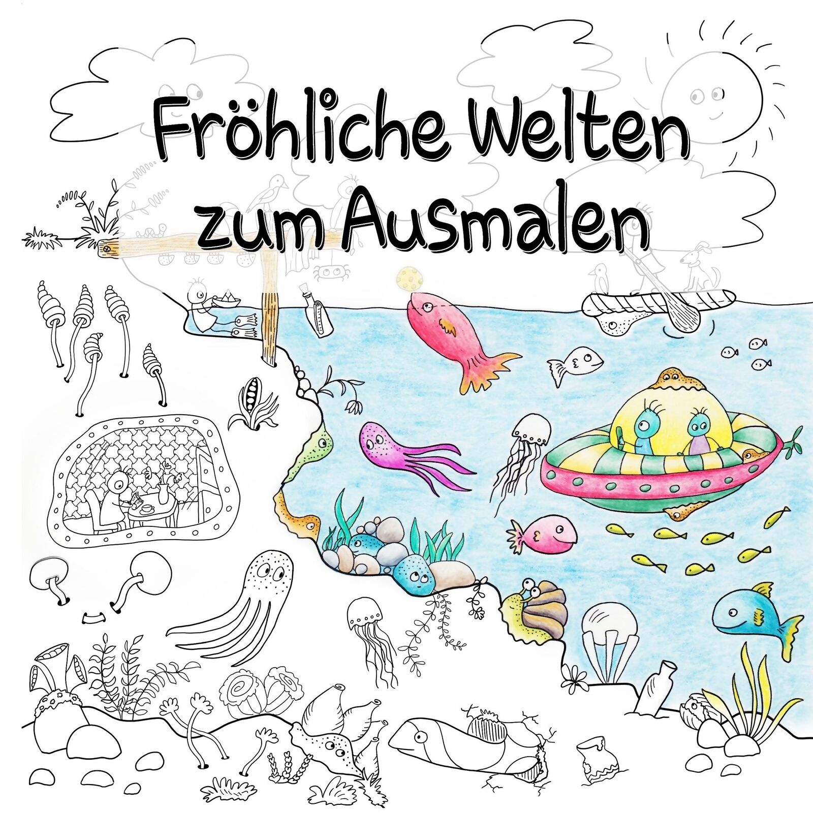 Thumbnail - Fröhliche Welten Zum Ausmalen | Buch | 9783741299162