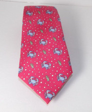 Vineyard Vines Blue Crabs Silk Tie Pink Handmade In The U.S.A.