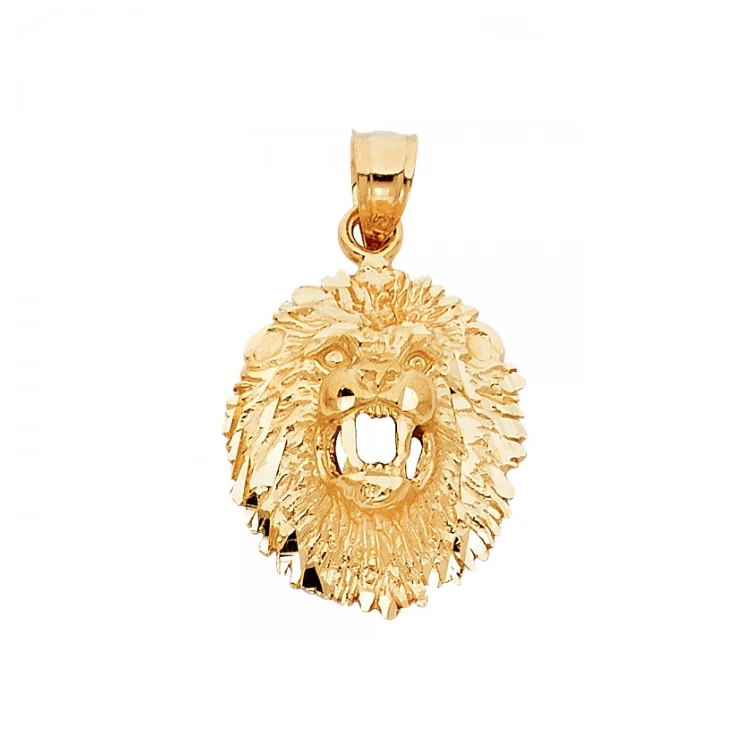 14k gold sale lion head pendant