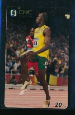 c. 2012 CNC Usain Bolt Chinese Japanese Phone Card super rare awesome image