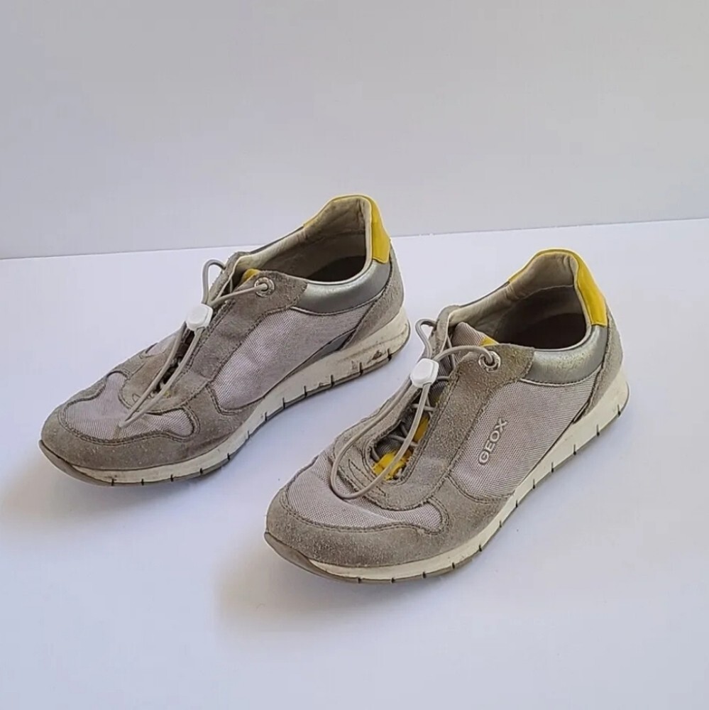 Geox Respira Yellow/Gray Drawstring Lace Sneakers Women's Size 10