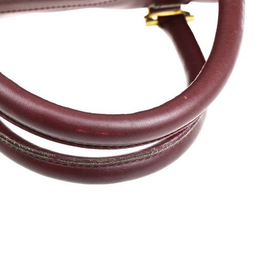 MUST DE CARTIER 2C Logo Hand Shoulder Bag Travel Leather Bordeaux GHW 09SJ282 - Picture 8 of 16