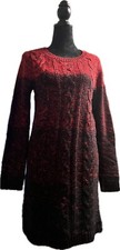 Joe Fresh Womens Knit Sweater Dress Ombre Red Black Long Sleeve Color Block M