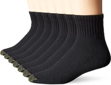 GoldToe Men's Black Cotton Ankle Athletic Sock, 6 Pair Shoe Size 6-12.5