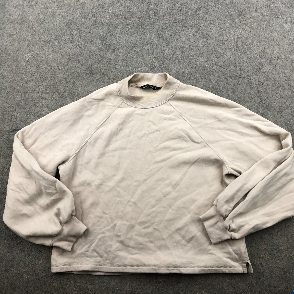 Abercrombie Fitch Sweatshirt Womens Large Beige Solid Oversize