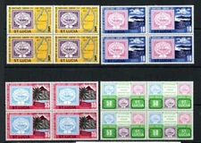ST LUCIA MNH 1972 SG335-338 CENTENARY OF FIRST POSTAL SERVICE BLOCKS OF 4