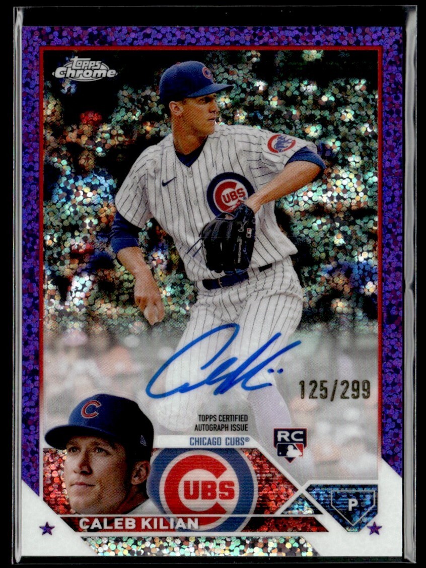 2023 Topps Chrome Purple Speckle Refractor Caleb Kilian Auto 125/299 Chicago