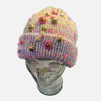 Plasma Beamz Handmade Pink & Gold Marled Beanie | eBay display picture 3
