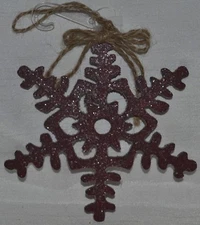 Primitive Country Christmas Ornament~Rustic Red Snowflake~Sparkle~Holiday~NEW