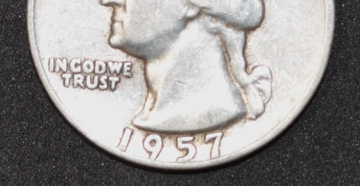 Rare Errors 1957 Silver Washington Quarter 25c, No Mint Mark