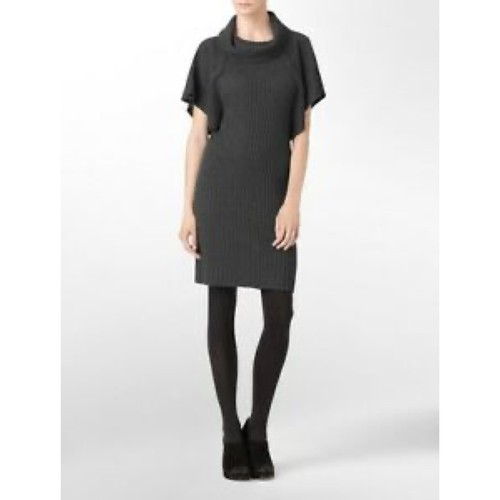 Short Sleeve Ribbed Sweater Dress 