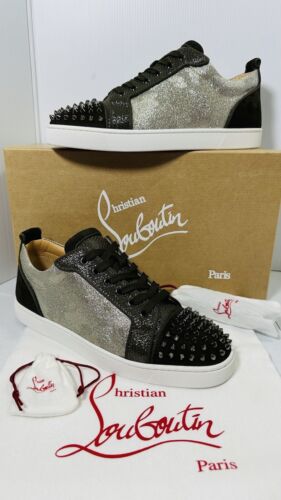 Christian Louboutin Black Leather Louis Junior Spikes Low Top Sneakers Size  36.5 Christian Louboutin